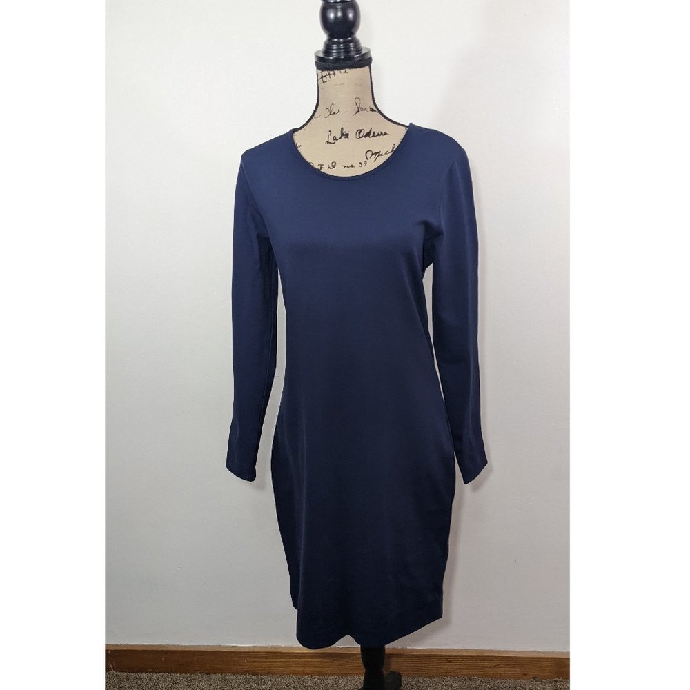 NWT DKNY Navy Blue Dress Long Sleeve Back Cut Out Knee Length Size  10